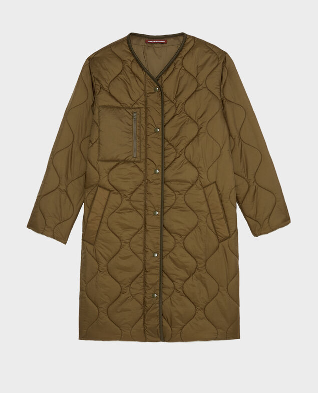 Abrigo plumas con cuello de pico  Military green