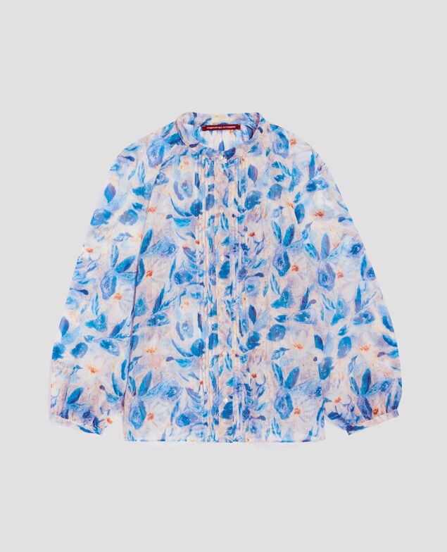 Blusa fluida de manga larga H600 window blue