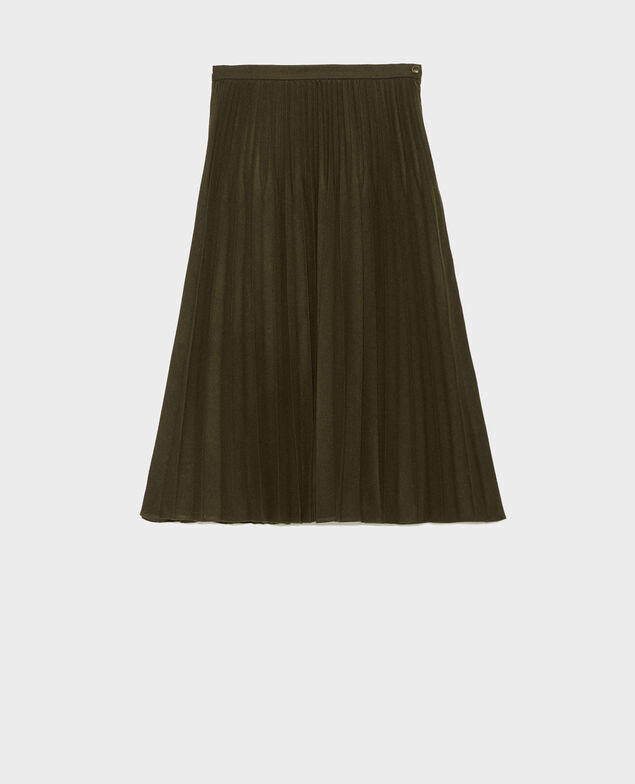 Falda plisada de lana Military green