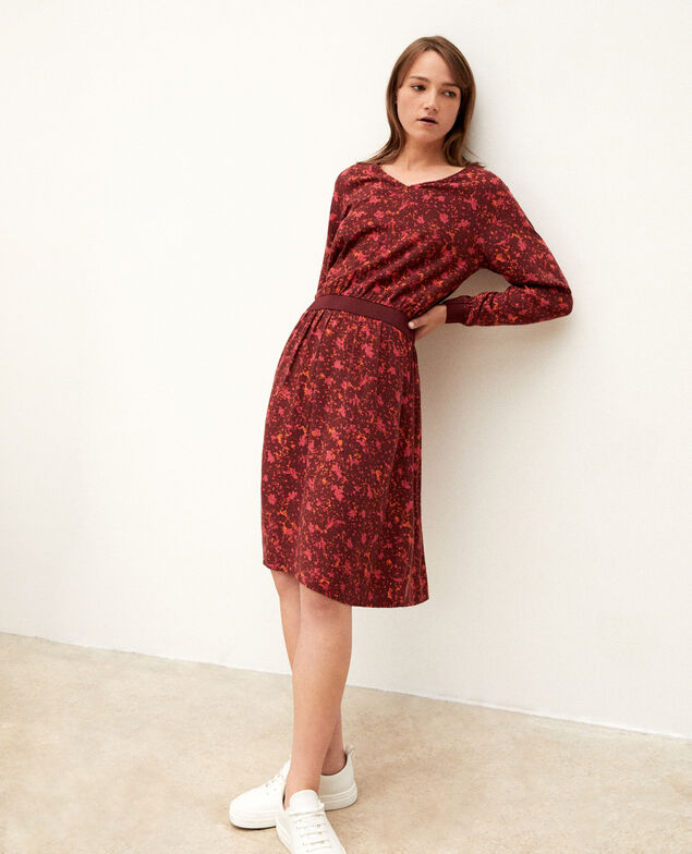 Vestido con elástico en la cintura Rojo