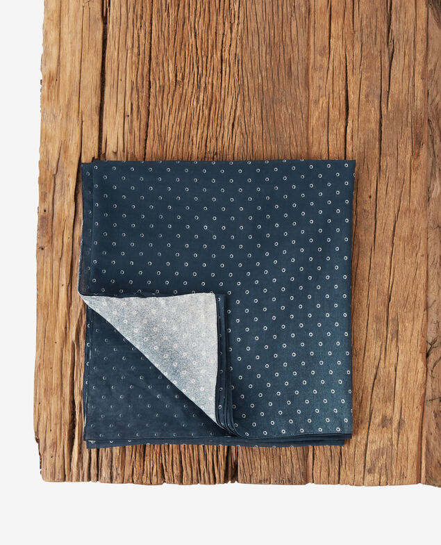 Fular estampado de algodón y seda Ring dots indigo