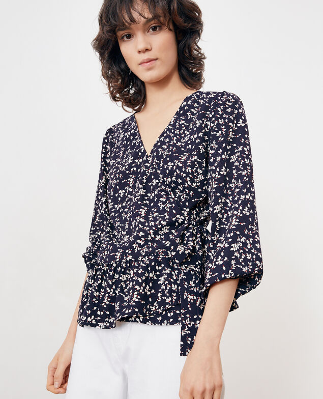 Blusa escote cruzado estampada Canopee marine