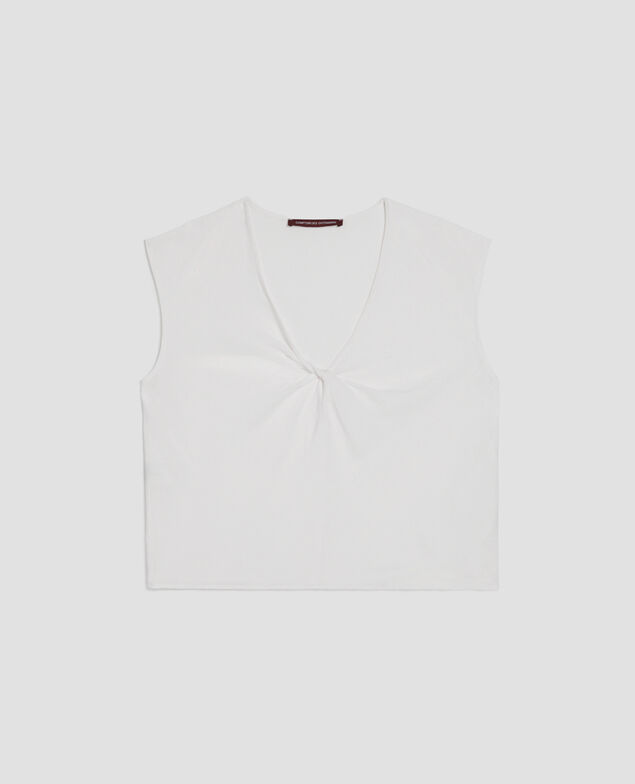 Top fluido trenzado sin mangas H003 white