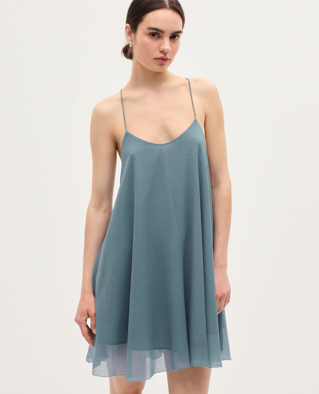 Vestido corto de muselina  K631 blue lake