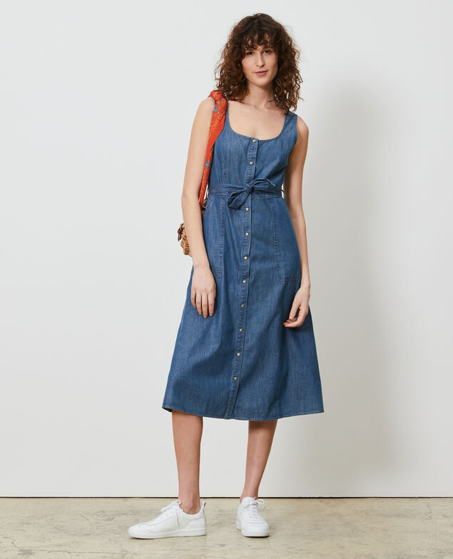 Vestido de tirantes en denim Denim blue