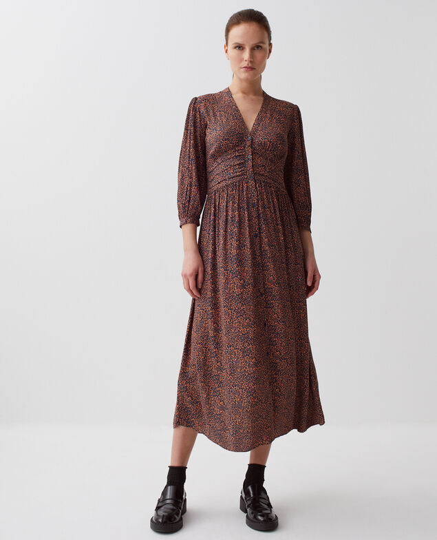 Vestido largo fluido I480 leo brown