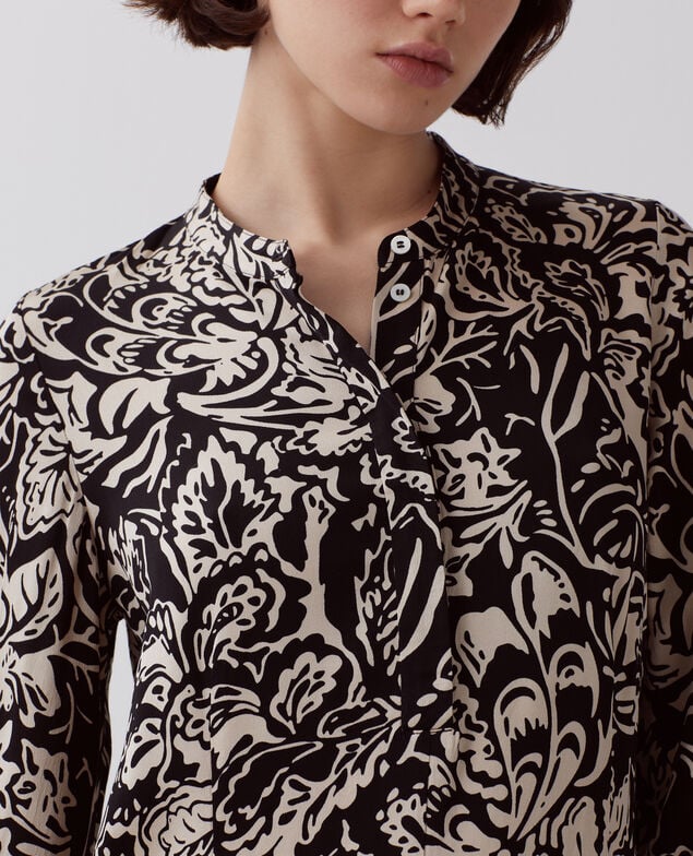 Vestido corto fluido I094 abstract fl blk