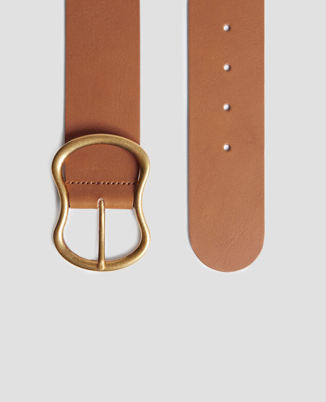Cinturón ancho de cuero H323 camel