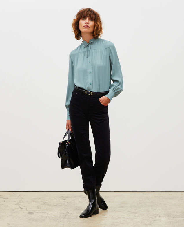 SLIM STRAIGHT - Jeans rectos de terciopelo liso 5 bolsillos Night sky