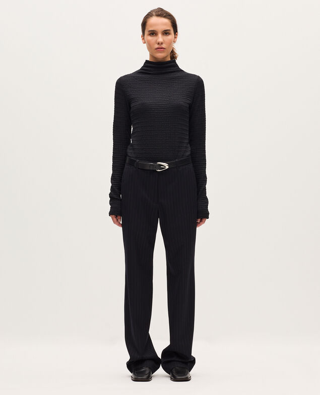 Top con cuello subido y textura H091 black beauty