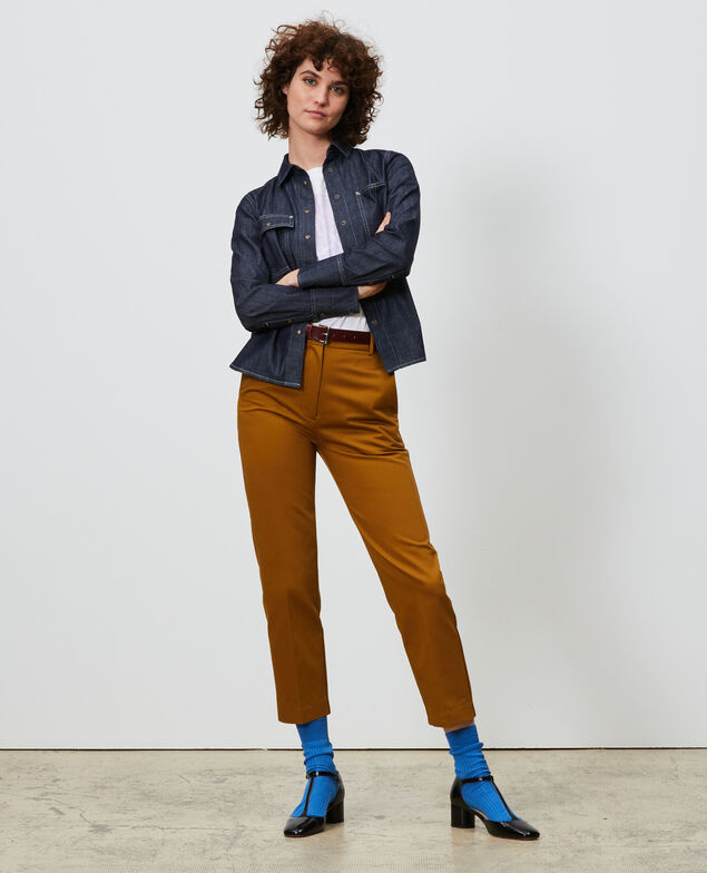 MARGUERITE - Pantalón cigarette Bronze brown