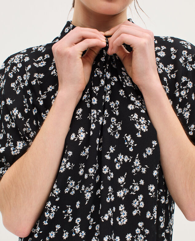 Blusa fluida de manga corta K094 daisy black