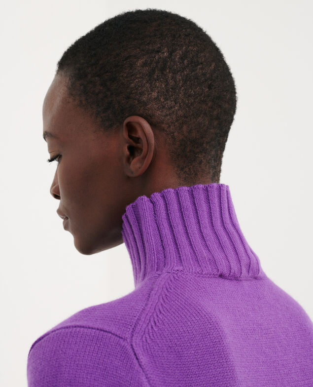 Jersey de lana virgen con cuello alto 6022c brghtviolet