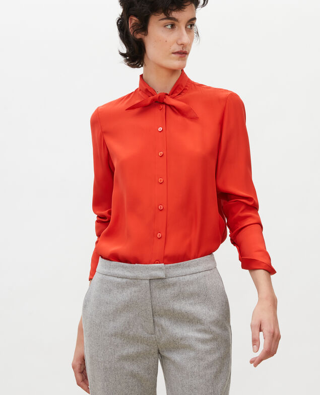  Blusa de seda con manga larga y cuello para atar Valiant poppy