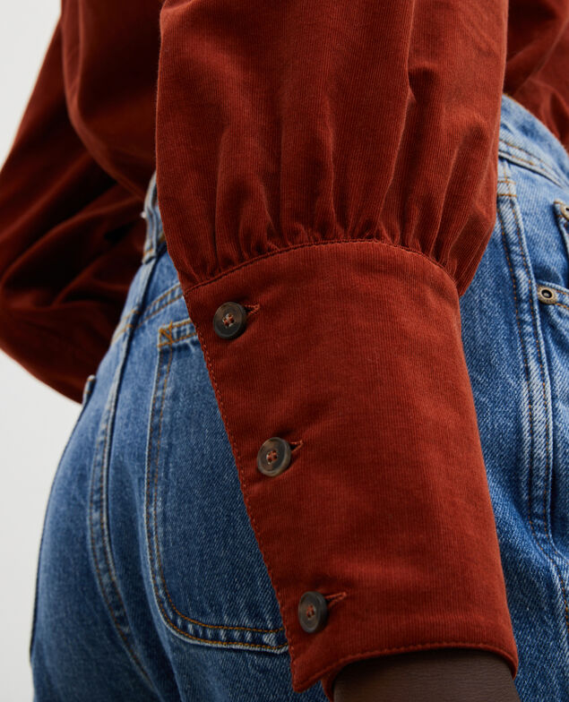 Camisa de terciopelo con pechera Brandy brown