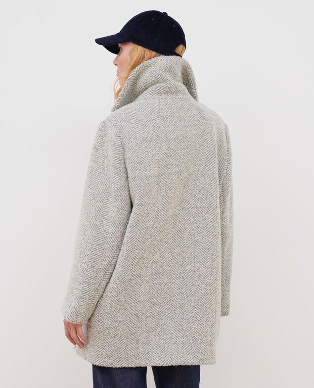 Abrigo de lana mezclada A023 solid light grey