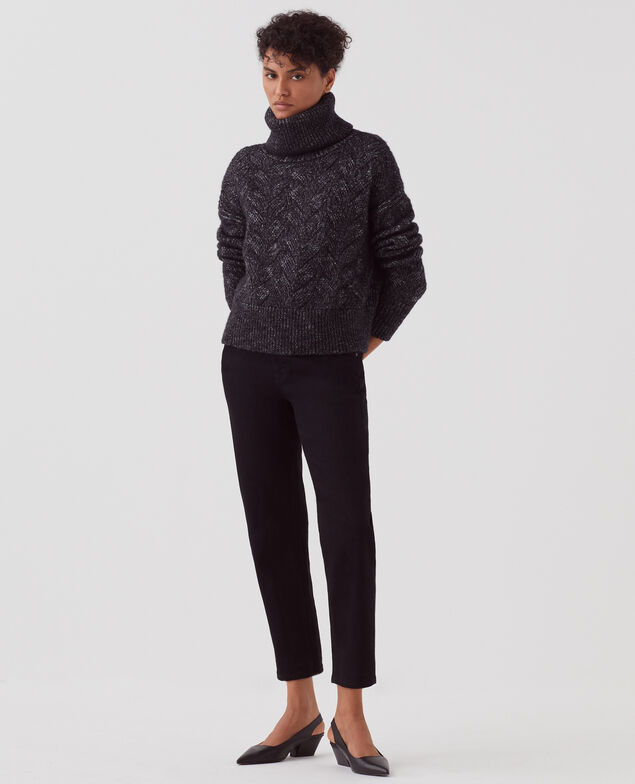 Jersey de punto trenzado H099 black lurex