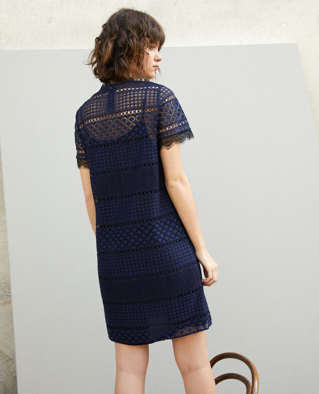 Vestido de encaje calado Azul