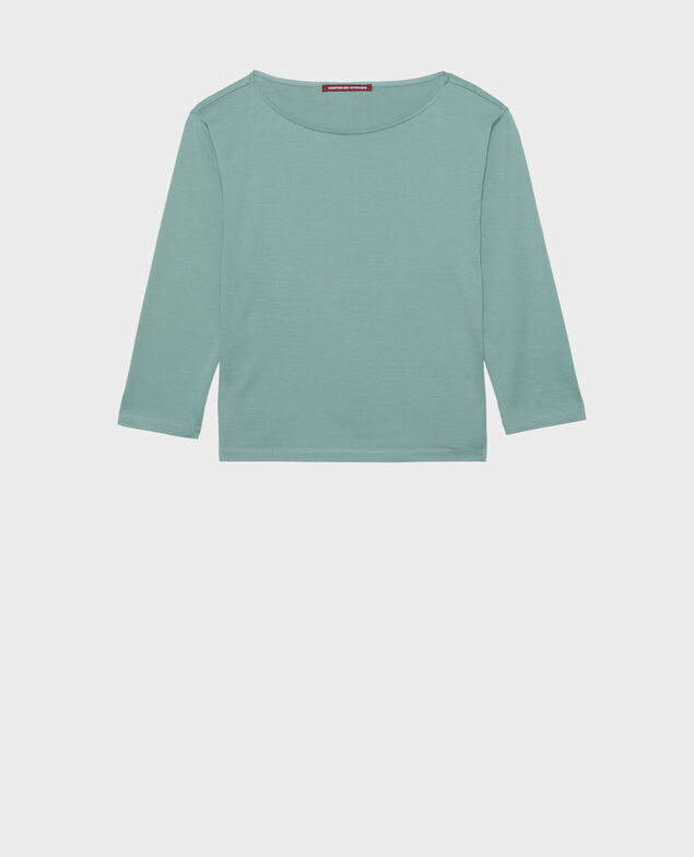 Camiseta de algodón con cuello barco y manga larga Treillis