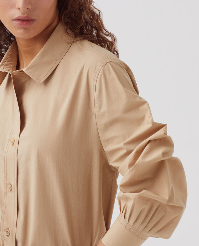 Camisa amplia de algodón H322 travertine