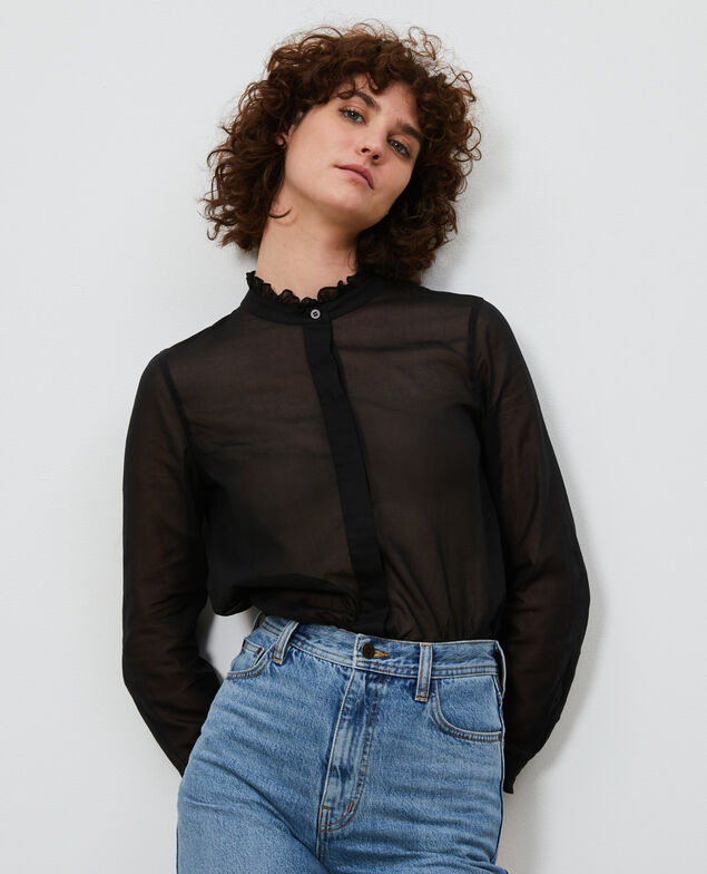 Camisa con cuello de volantes Black beauty