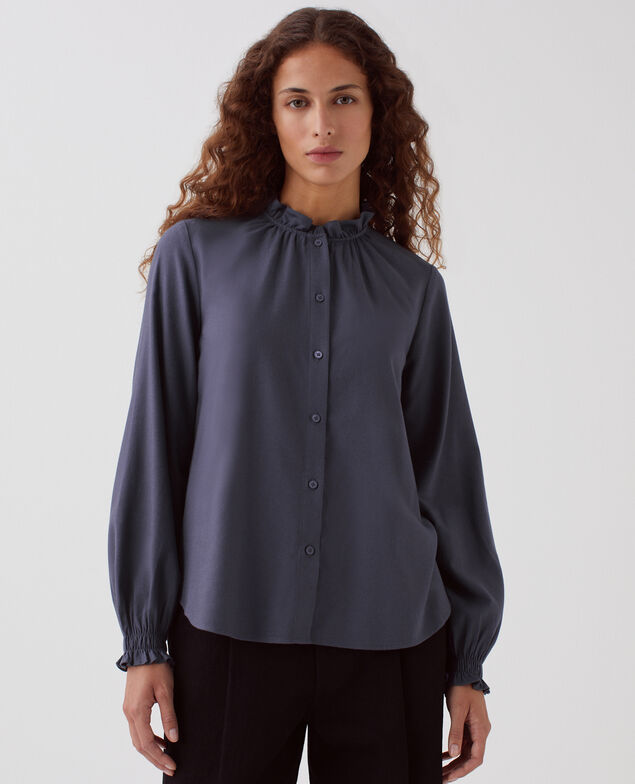 Blusa con cuello de volantes I083 odyssey gray