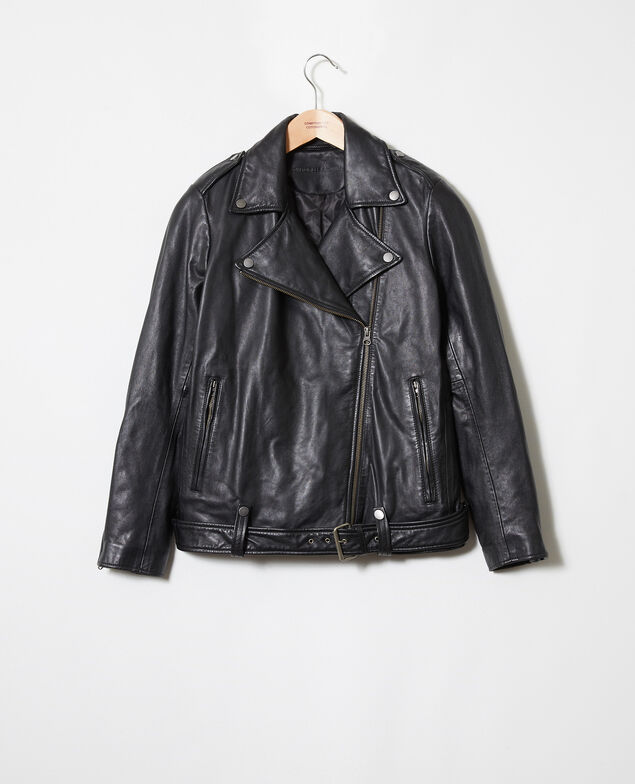 Chaqueta de piel lisa Noir