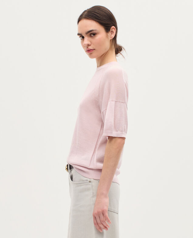 Jersey de punto merino y seda K100 bloom pink