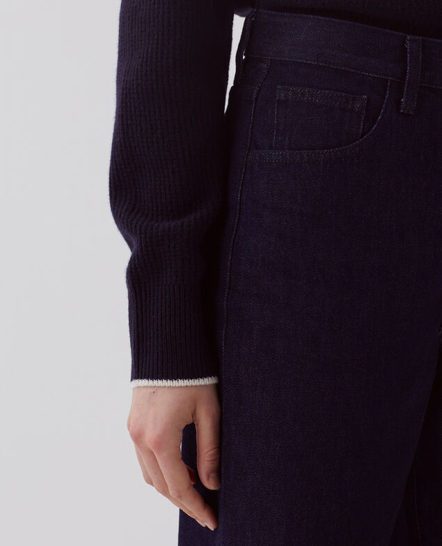 Jersey de lana con cuello de cremallera U690 navy
