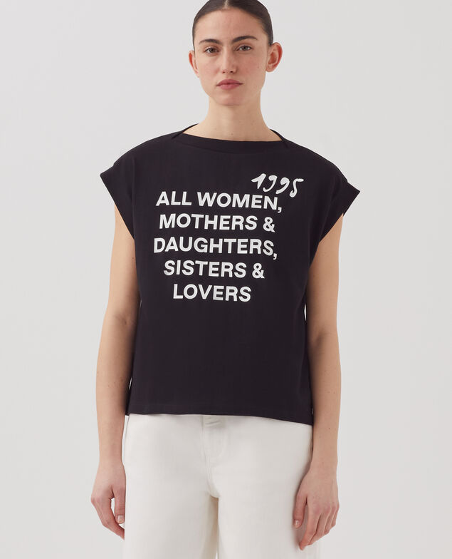 Camiseta corte caja de algodón J095 black base words