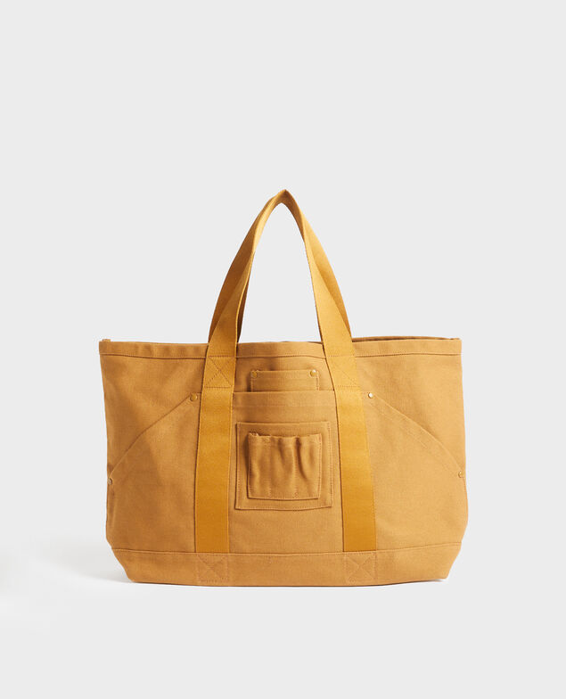 Bolso tote de algodón multibolsillos Bronze brown