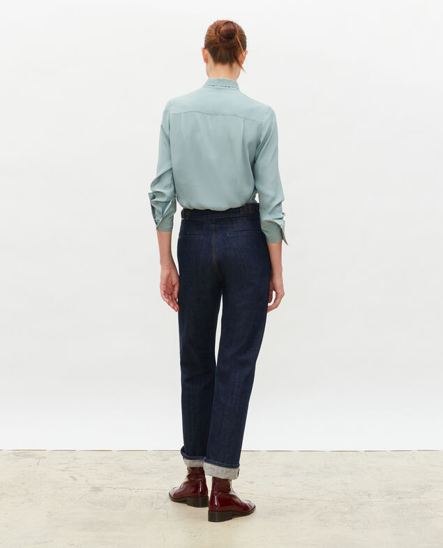  Blusa de seda con manga larga y cuello para atar Chinois green