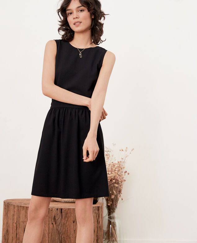 Vestido escote de pico en la espalda con encaje   Noir