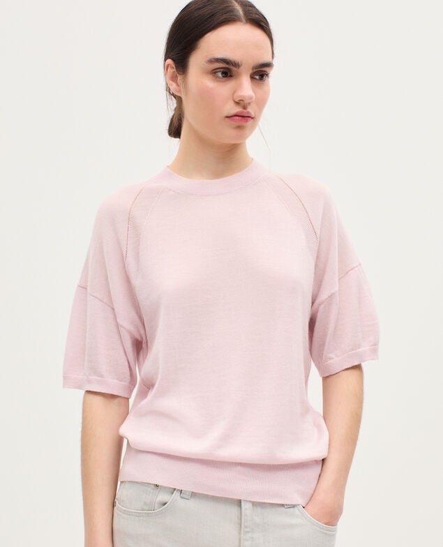 Jersey de punto merino y seda K100 bloom pink