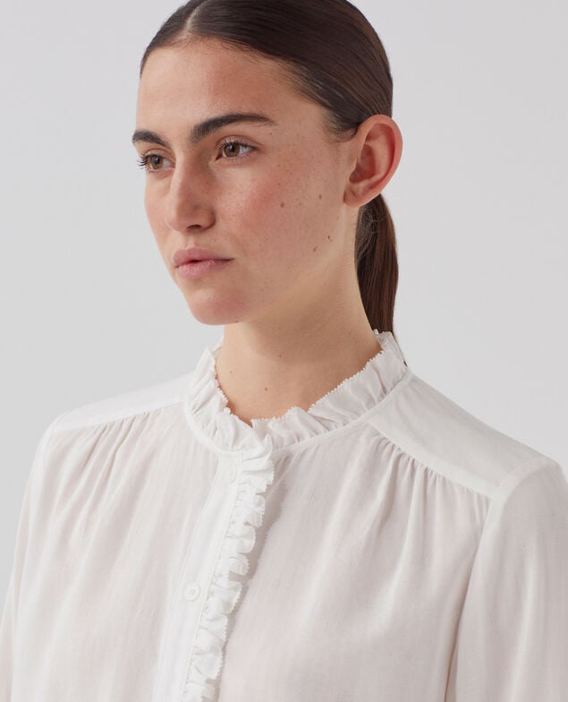 Blusa con detalles de volantes H013 gardenia