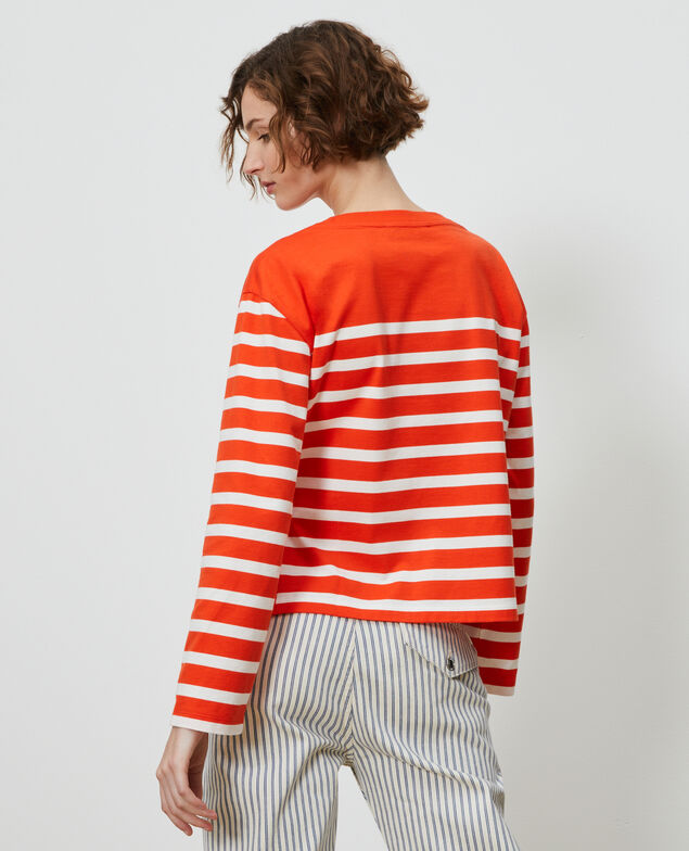 Camiseta rayada de manga larga Stp spicyorange white