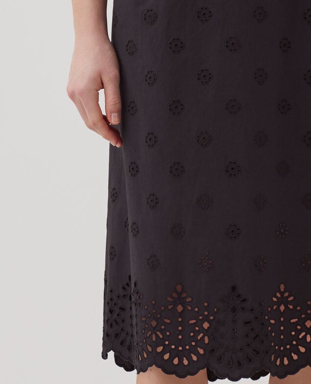Vestido midi de algodón con bordado inglés H091 black beauty
