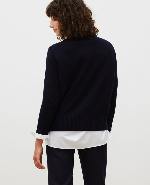 Jersey de lana de cuello alto con anchos canalés Night sky