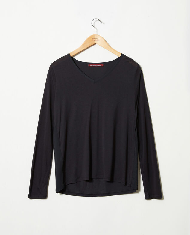 Camiseta de dos materiales Noir