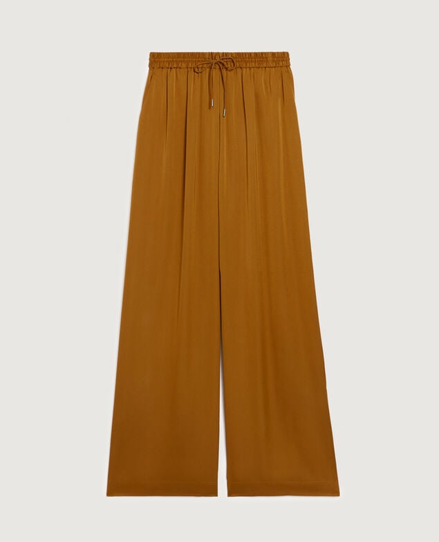 Pantalón ancho fluido satinado K340 bone brown