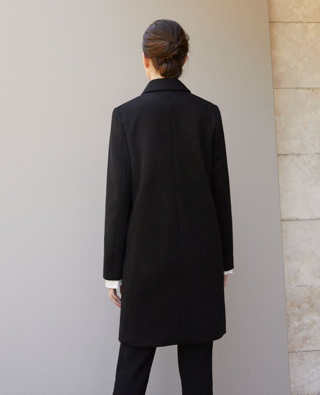 Abrigo con cuello de traje Negro