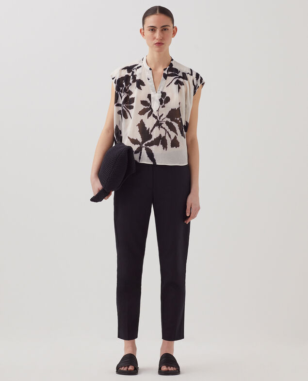 Blusa fluida sin mangas J304 blurry fl ecru