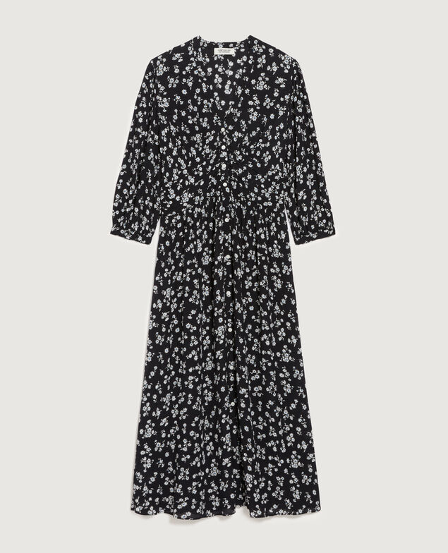 Vestido largo fluido K094 daisy black