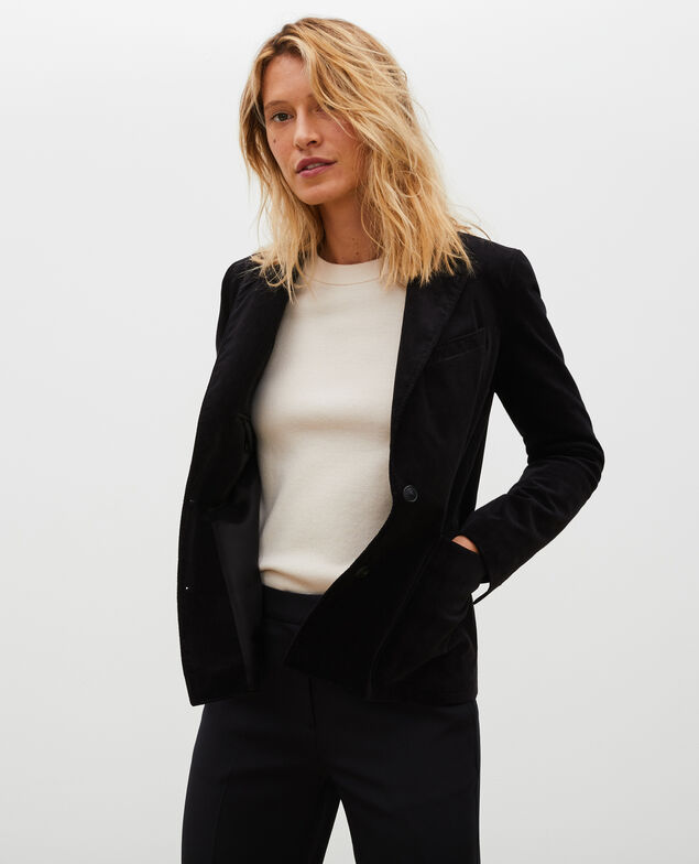 Blazer de  terciopelo con dos botones Black beauty