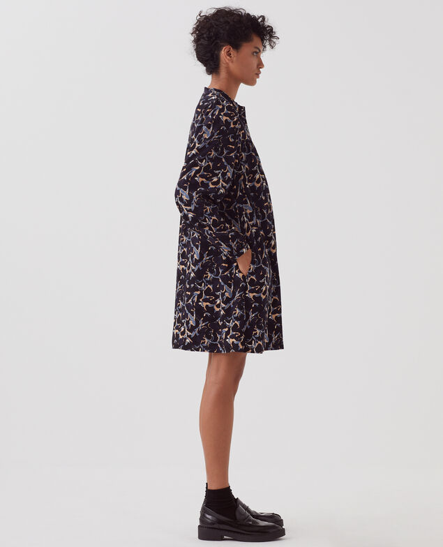 Vestido corto fluido I686 new fl ikat navy