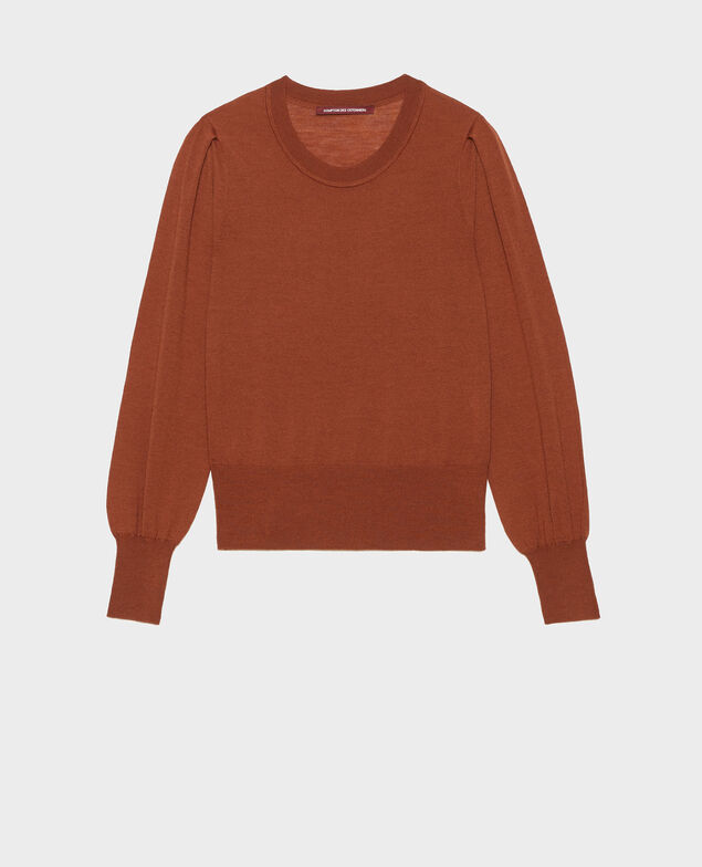 Jersey de lana merino con cuello redondo Tortoise shell