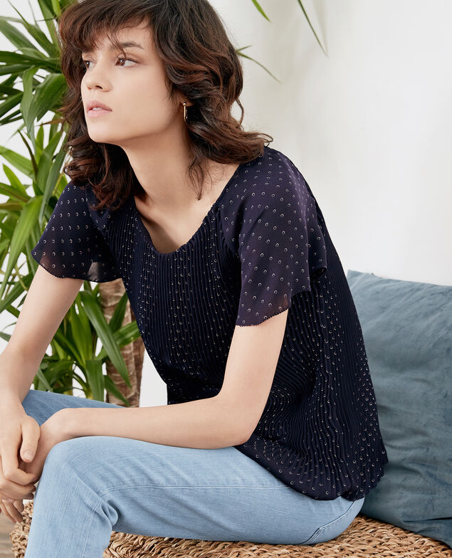 Blusa plisada Ring dots marine