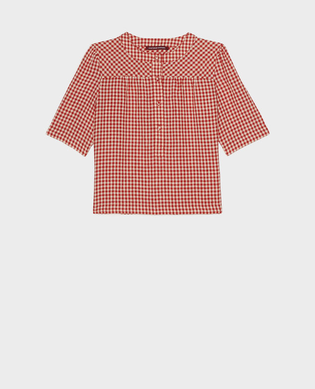 Blusa de lino Vichy ketchup buttercream