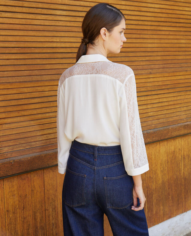 Camisa con encaje Blanco