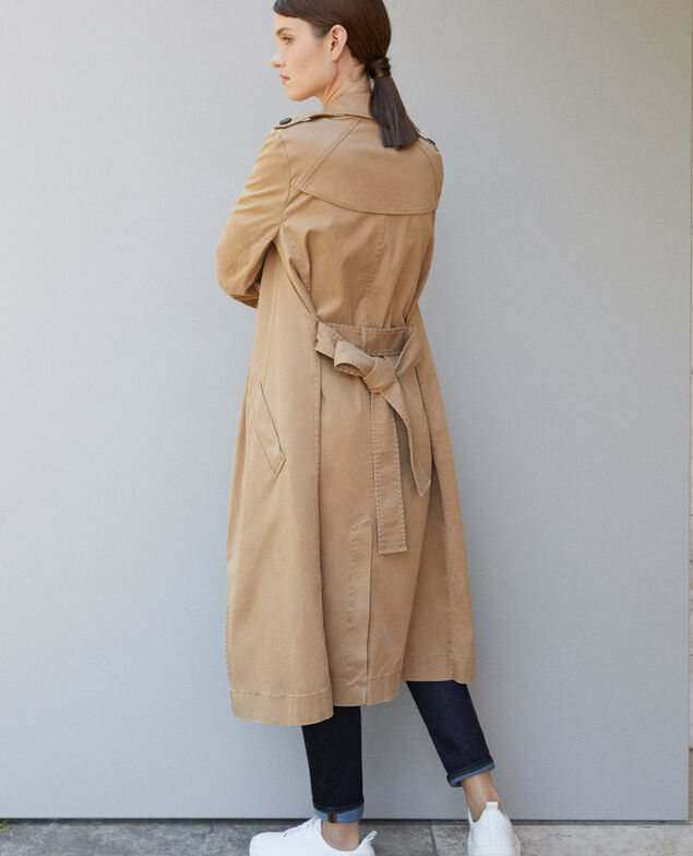 Trench largo fluido Chamois rose